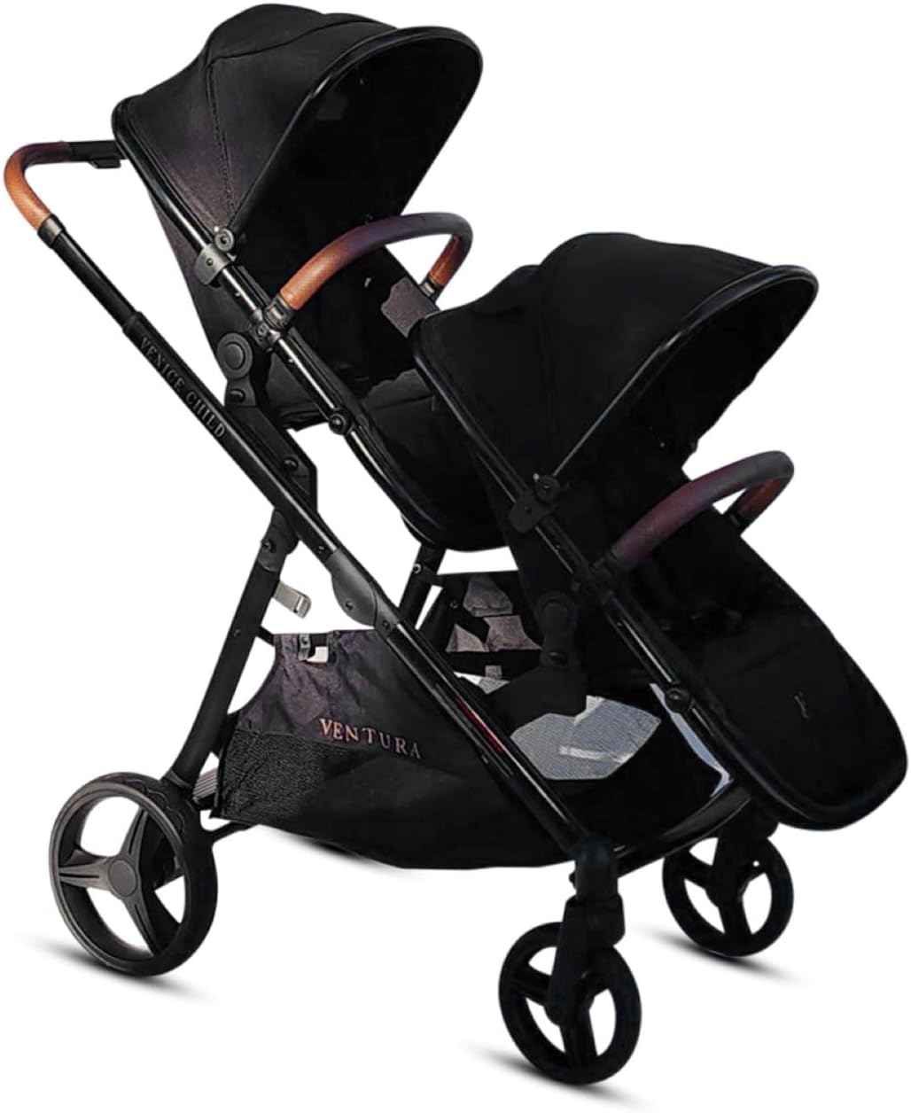 Venice Child Midnight Ventura Single to Double Sit-and-Stand Stroller & 2nd Toddler Seat (Package # 3)